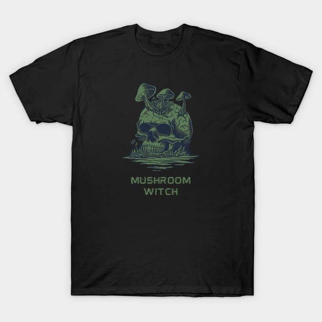 Mushroom Witch T-Shirt by moonlobster